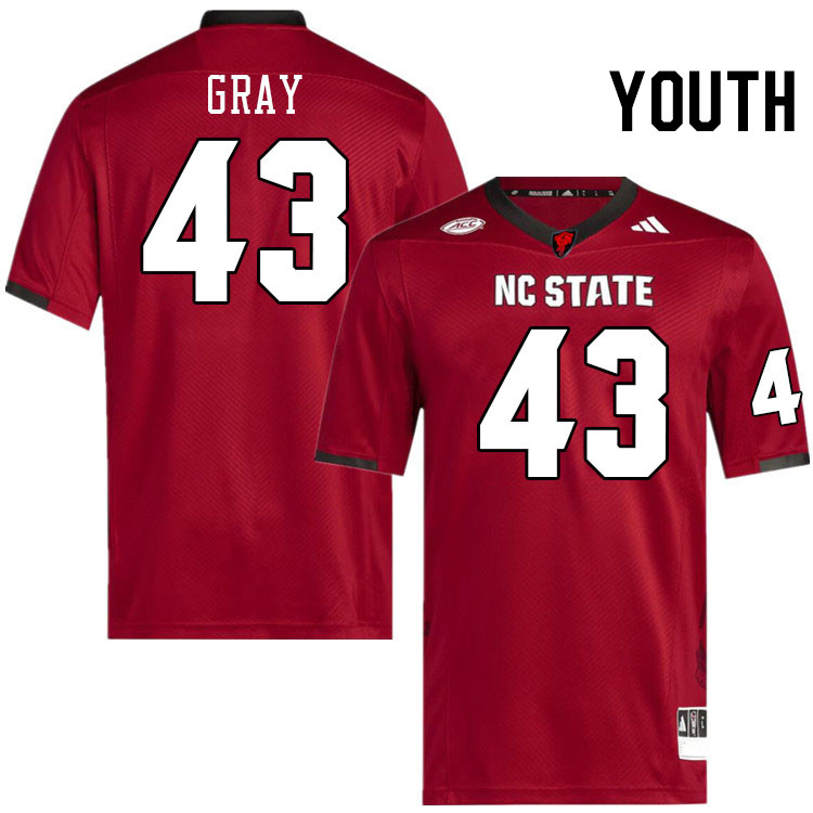 Youth #43 Dylan Gray NC State Wolfpack College Football Jerseys Stitched-Red